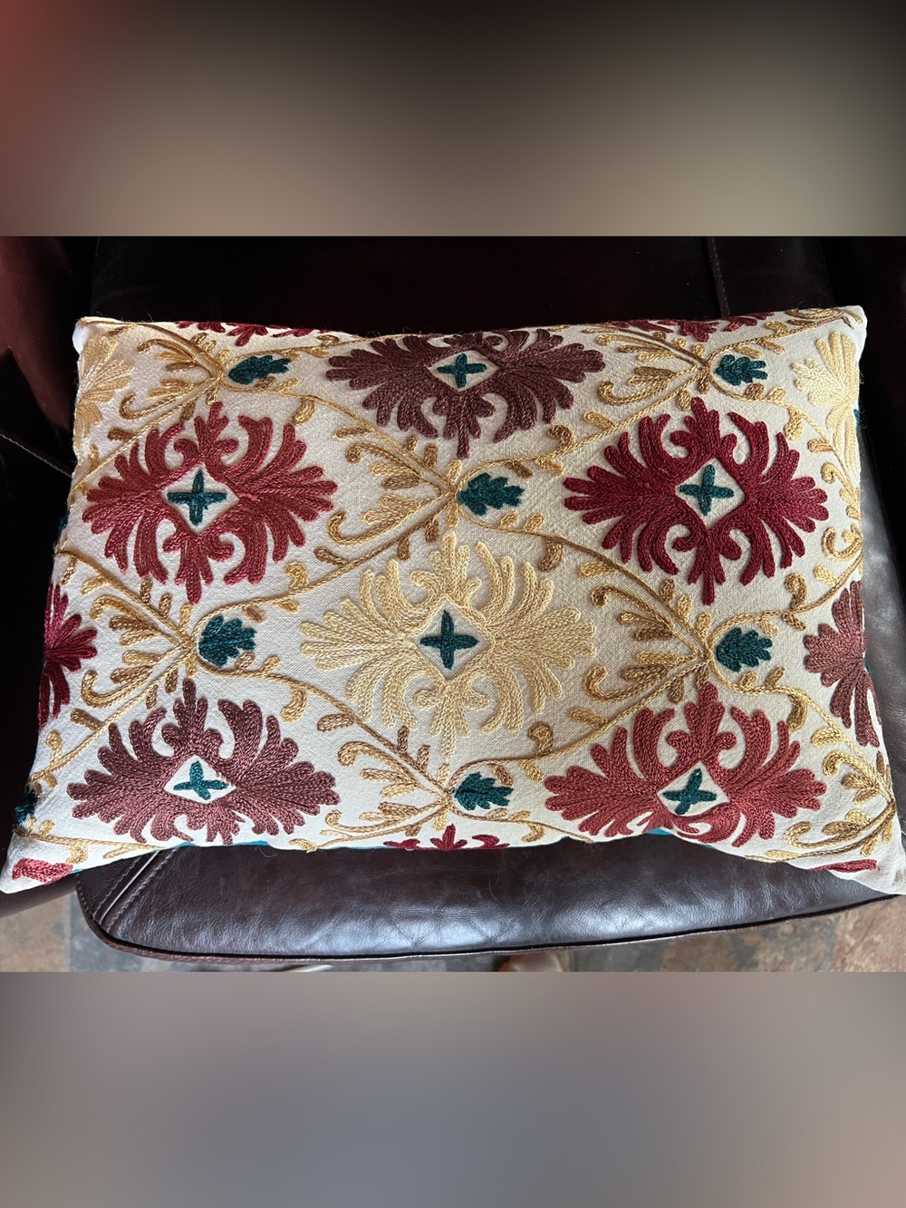 Beautiful, vibrant embroidered pillows from Pier 1